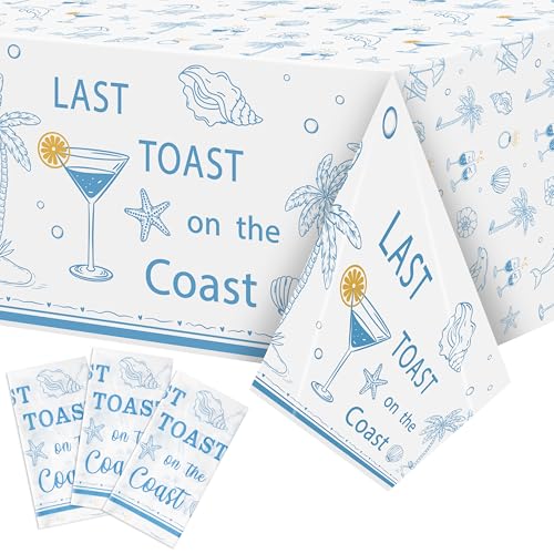 3-Pack Last Toast on the Coast Bachelorette Party Tablecloths - Coastal Theme