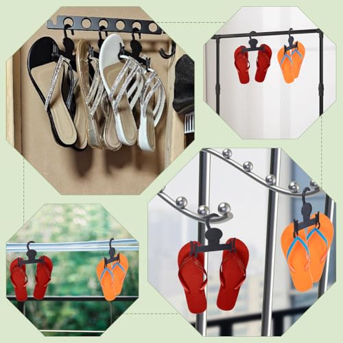 10Pcs Black Plastic Sandal Hangers - Durable Shoe Hooks for Flip Flops