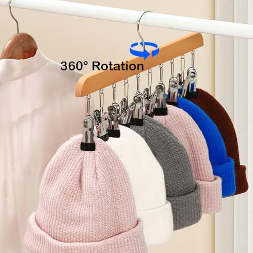 Walnut Brown 4-Pack Wooden Hat Hangers for Closet Display & Storage