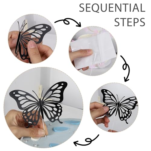 Silver Butterfly Cupcake Toppers 42 Pack 3D Metallic Cake Decorations
