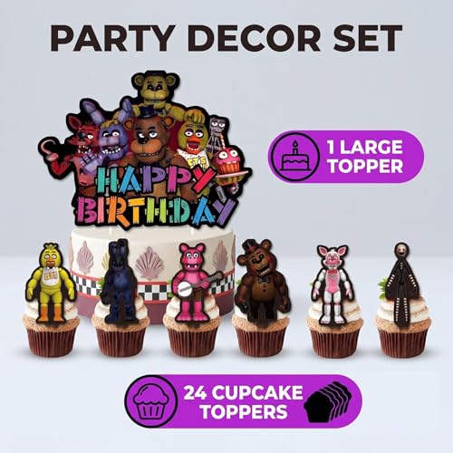 Five Nights at Freddy's Birthday Cake Toppers Set - 25 Pcs Decorations