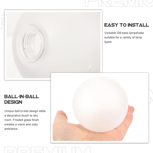 DOITOOL Frosted Glass Globe Lamp Shade Replacement 3.14 Inch Sphere Pendant Light Cover for G9 Fixtures Wall Sconce Accessories