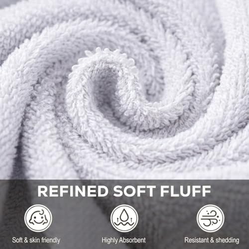 Utopia Towels 24 Pack Washcloths - 12x12 in Cotton, Grey & White