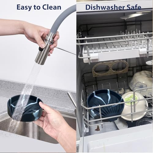 Marble Silicone Self-Draining Soap Dish with Suction Cups - Kitchen & Bathroom Sink Organizer