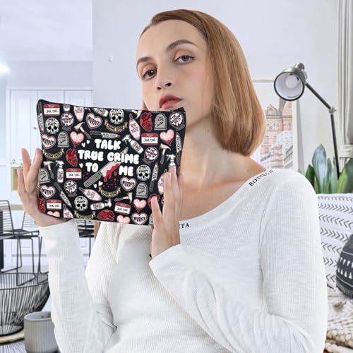 True Crime Makeup Bag Canvas Zipper Cosmetic Pouch for Fans