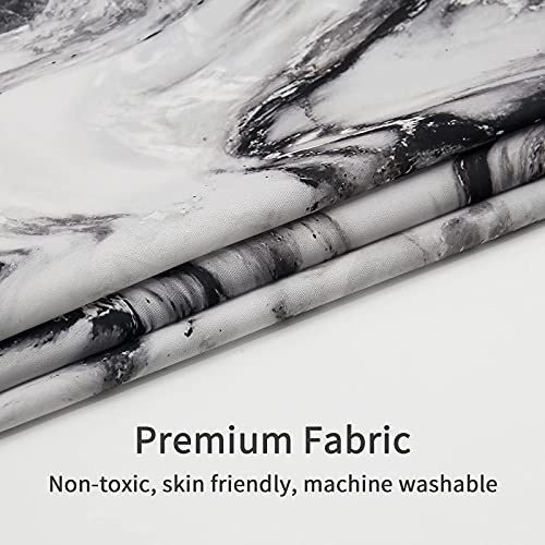 MitoVilla Small Black and White Fabric Shower Curtain, 36 x 72 Inch