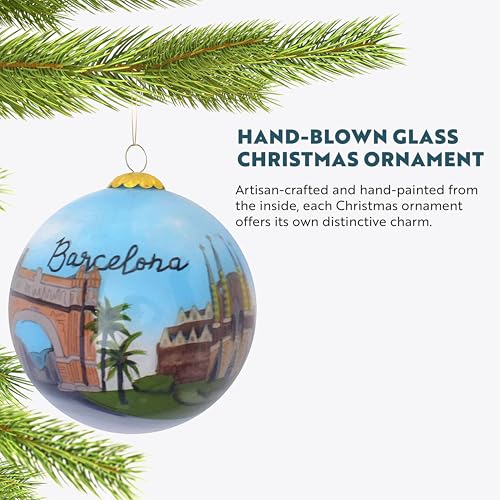 Hand Painted Christmas Ornament - Blown Glass Hanging Tree Decor Europe Barcelona Variation