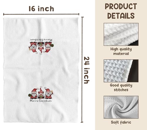 Christmas Kitchen Towels 16x24 Inches Santa Gnomes Holiday Dish Hand Towel