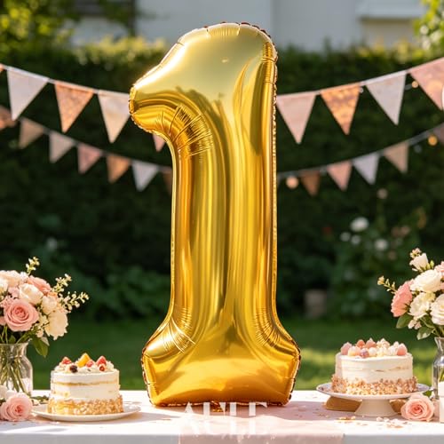 AULE 40 Inch Gold Number Balloon 1 Jumbo Foil for Parties