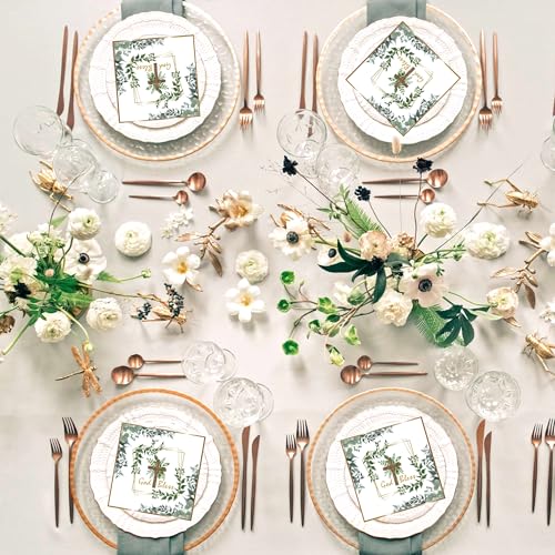 Sage Green Cross First Communion Napkins 24 Pcs Disposable Paper