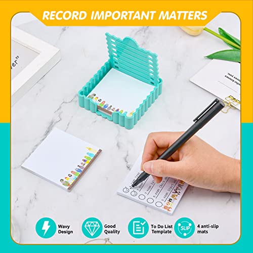 Litacimi Blue Wavy Sticky Notes Holder with Stencil - Desk Note Dispenser