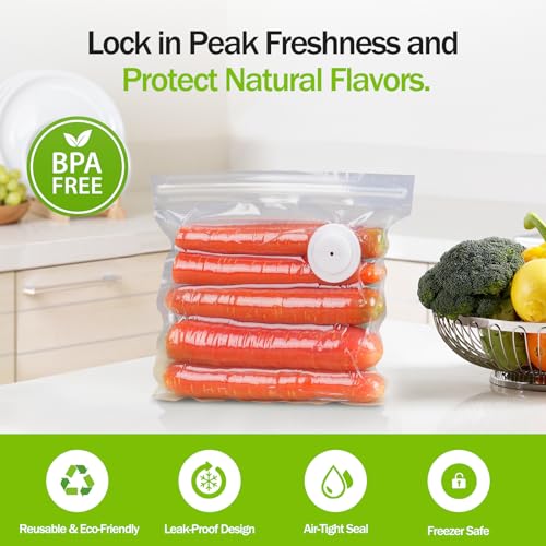 Reusable Vacuum Sealer Bags for Food Storage - BPA-Free, Leak-Proof, 10 Pack