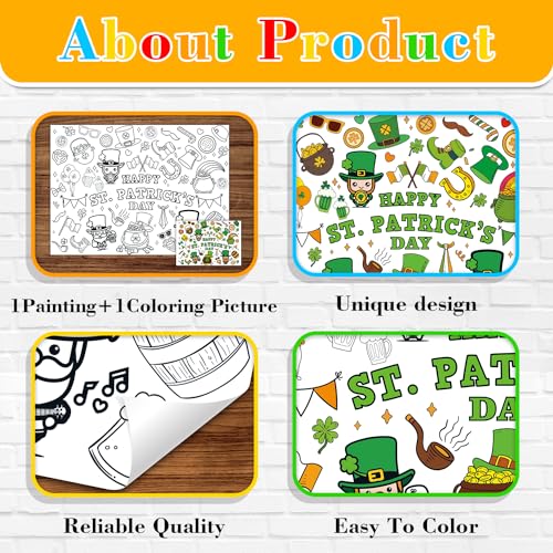 St. Patrick's Day Coloring Tablecloth – Disposable Craft Cover 43.3x31.5