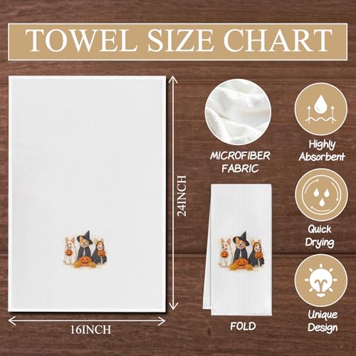 Halloween Corgi Kitchen Towel - 16x24 Inch Microfiber Hand Towel