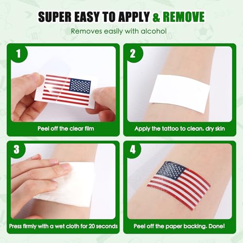 World Cup Temporary Face Tattoos - 10 Country Soccer Fan Stickers