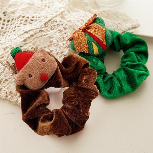 Christmas Velvet Hair Scrunchies 3-Piece Set Festive Ponytail Holders
