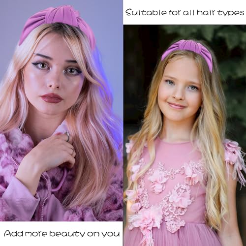 JOYRUBY Purple Satin Knotted Headband for Women Wide Non-Slip Hair Accessory