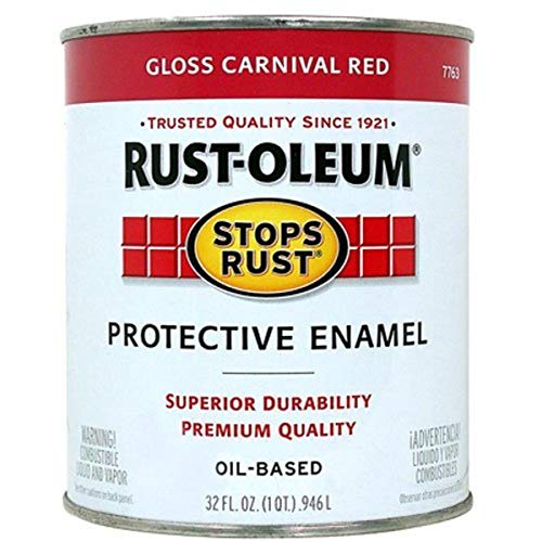 Rust-Oleum Stops Rust Enamel Paint, Gloss Carnival Red, 32 Fl Oz Quart