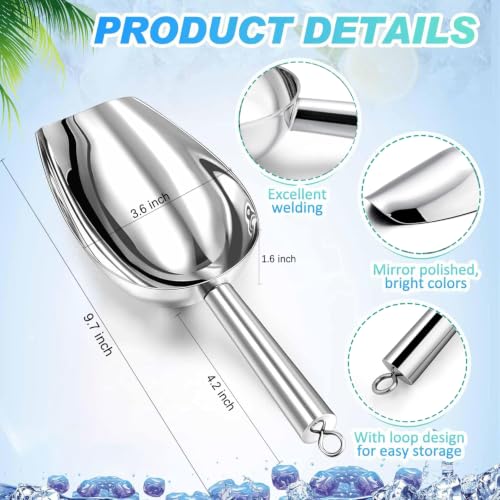 12oz Stainless Steel Ice Scoop - Rust-Resistant Multi-Purpose Scooper for Food & Ice