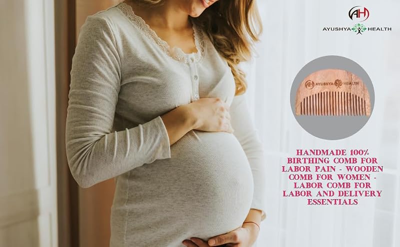 Natural Neem Wood Birthing Comb for Labor and Delivery Pain Relief