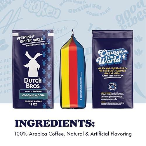 Dutch Bros Coconut Mocha Ground Coffee - 11oz Bag (Pack of 3)