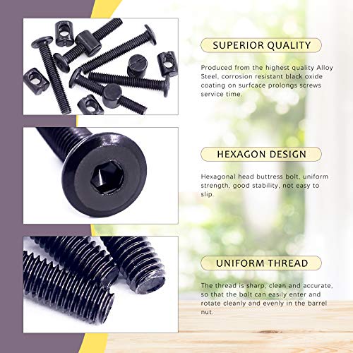Swpeet 51Pcs M6 x 40mm Crib Hardware Screws with Wrench Set