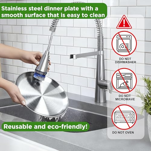 10-Inch Stainless Steel Dinner Plate - Reusable & Dishwasher Safe