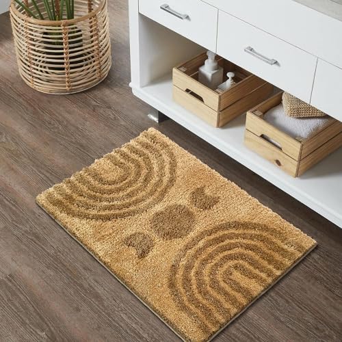 Boho Bathroom Rug - Non-Slip Microfiber Mat, 16x24 inch