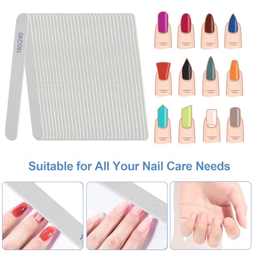AhaTopia Professional Wooden Nail Files & Emery Boards 180/240 Grit (24 Pack)