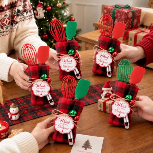 Christmas Spatula Baking Gift Set - Plaid Wood Handles, 18 Pieces