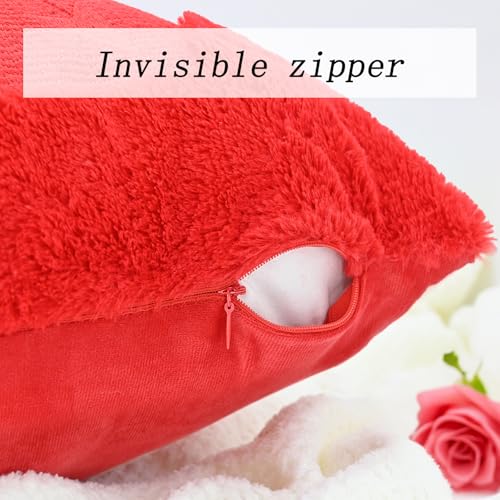 Arrow Heart Pillow Covers - Set of 2 Red 18x18 Plush Decor