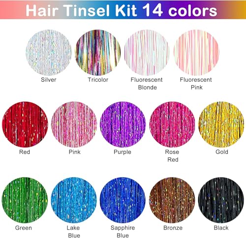 Clip-In Hair Tinsel Extensions 20.5 Inch Champagne Fairy Hair Glitter Kit