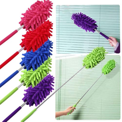 SEIWEI Extendable Microfiber Hand Duster - 63cm Telescopic Brush (Red)
