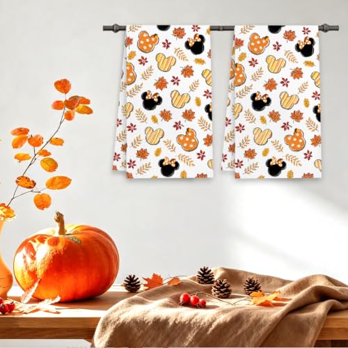 Fall Kitchen Towels - 2 Pack Cartoon Mouse Design, 14x24 Inch