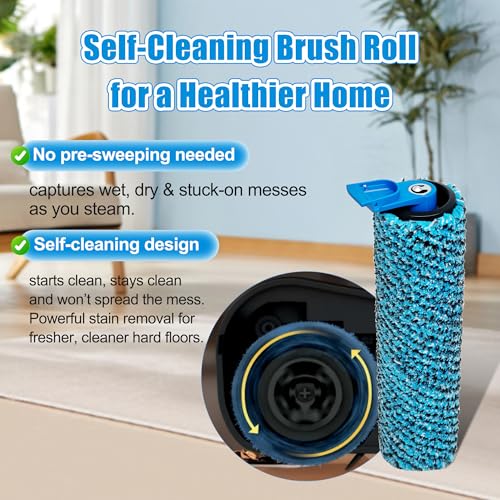 Smilefil Microfiber Brush Rollers for Shark Steam & Scrub WW200 WW201 WW205 WW201Q – 2 Pack with Cleaning Brush