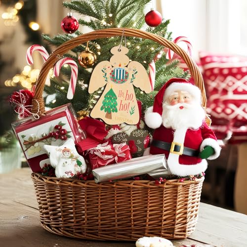 Wooden Angels Christmas Ornaments - Unfinished Wooden Angel Craft Set, 60 Pcs with Hemp Ropes - Angel Variation