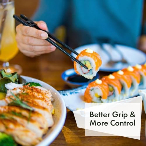 Reusable Beginner Chopsticks for Adults - 4 Pcs with Helper Design