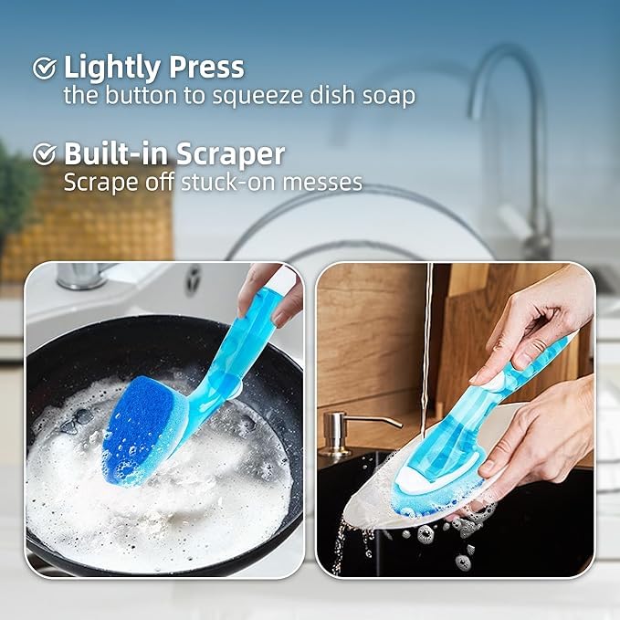 Dish Wand Sponge Refills - 6 Non-Scratch Replacement Heads