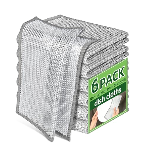 Non-Scratch Wire Dishcloths for Dishes - Stainless Steel Scrubber (6PCS)
