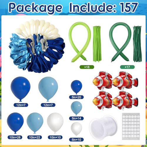 157-Piece Under the Sea Balloon Garland Kit - Ocean Theme Party Decor