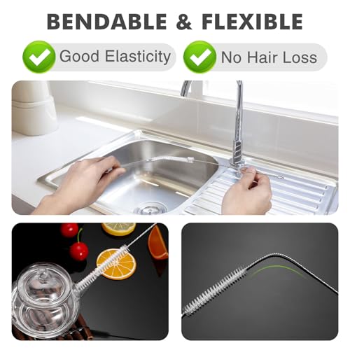 Extra Long Straw Cleaner Brush with Metal Handle - 8 Inch