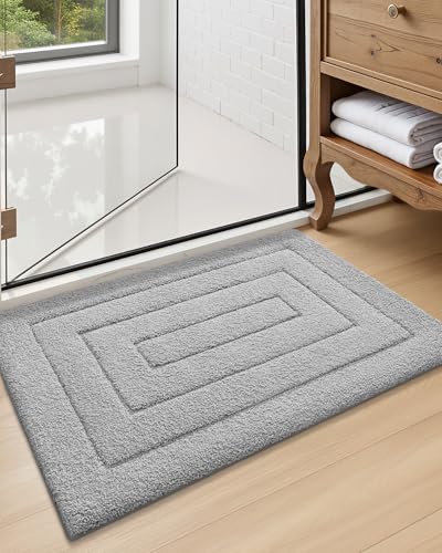 Color&Geometry Ultra Soft Grey Bath Mat 17"x30" - Absorbent & Non-Slip