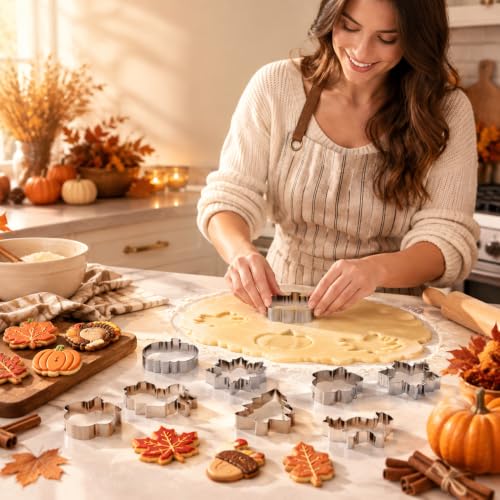 15-Piece Fall Holiday Cookie Cutter Set for Halloween Thanksgiving Christmas