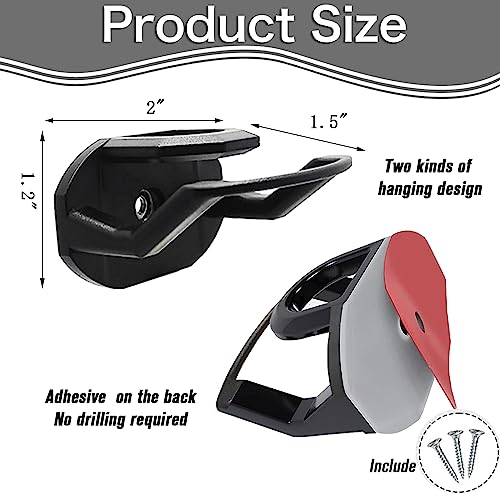 24 Pack Black Baseball Hat Holder Wall Rack - Adhesive Hooks