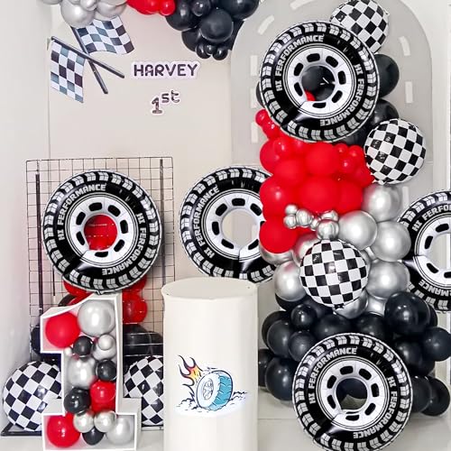 30-Inch Tire Balloons - 6PCS Race Car Party Decorations