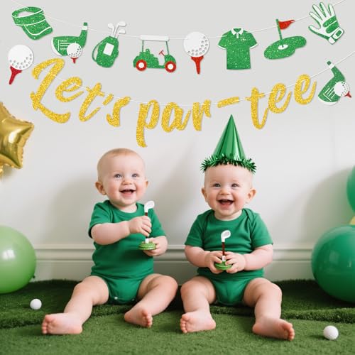 Green Pre-Strung Golf Party Banner for Birthday Retirement Baby Shower - Let's Par-Tee