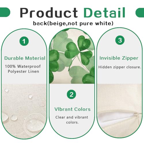 St. Patrick's Day Outdoor Pillow Cover 18x18 - Waterproof Shamrock Design