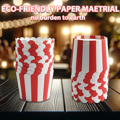 Mini Red Striped Baking Cups - Disposable Paper Muffin Liners for Cakes, Cupcakes, Snacks