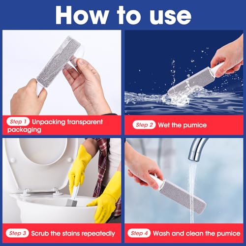 AZEN 5 Pack Pumice Stones with Handle - Toilet, Sink & Grill Cleaner
