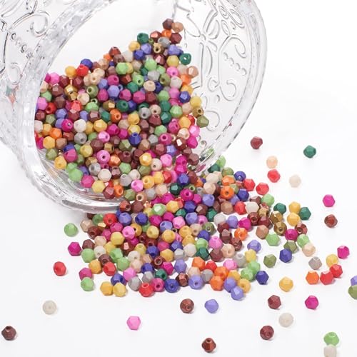 4mm Green Glass Beads - 1000pcs Faceted Bicone for Jewelry Making